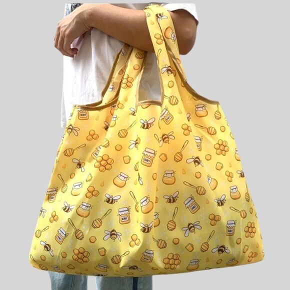 Bee Nylon Shopping Tote Large Capacity Folding Bag - Picture 4 of 7